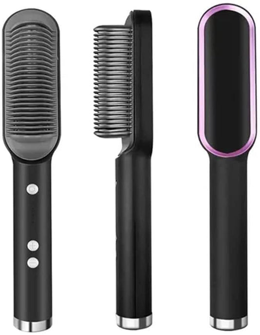 3-in-1 Hair Straightening Brush – Straightens, Styles & Hydrates with Ionic Light Technology